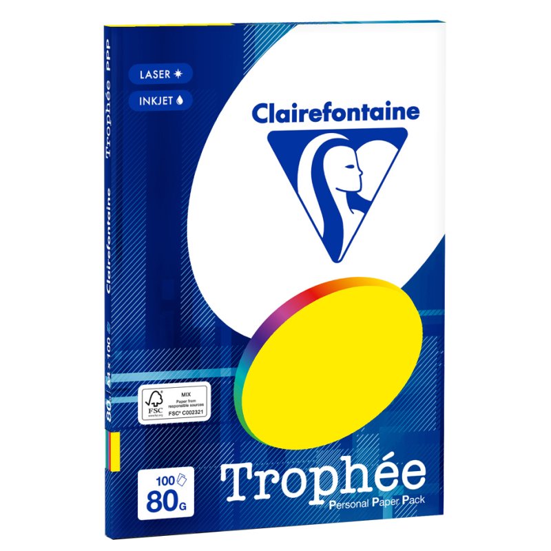 Clairefontaine papier multifonctionnel A4, couleurs intenses, 80 g/m², 100 feuilles