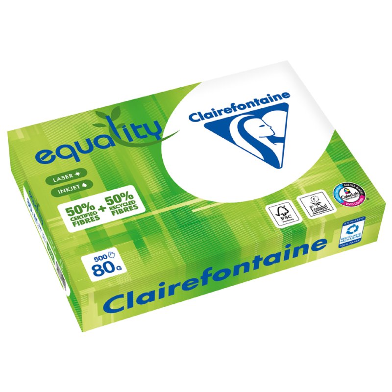 Clairefontaine multifunctional paper Equality A4, recycled, white, 80 g/m², 500 sheets