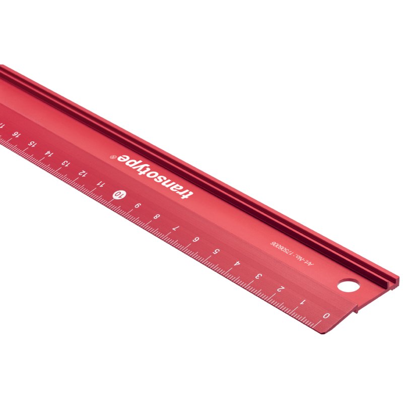 transotype aluminium snijliniaal 600 mm, met snijkant, rood, antislip rubber