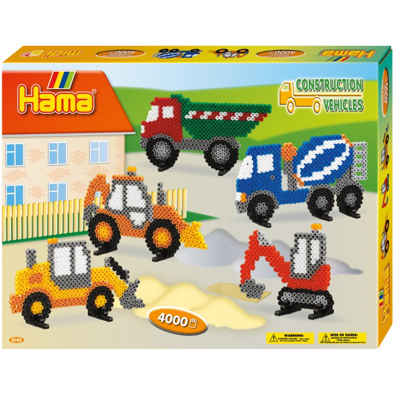 Hama perles à repasser midi Véhicules de construction, emballage cadeau, 4000 pièces