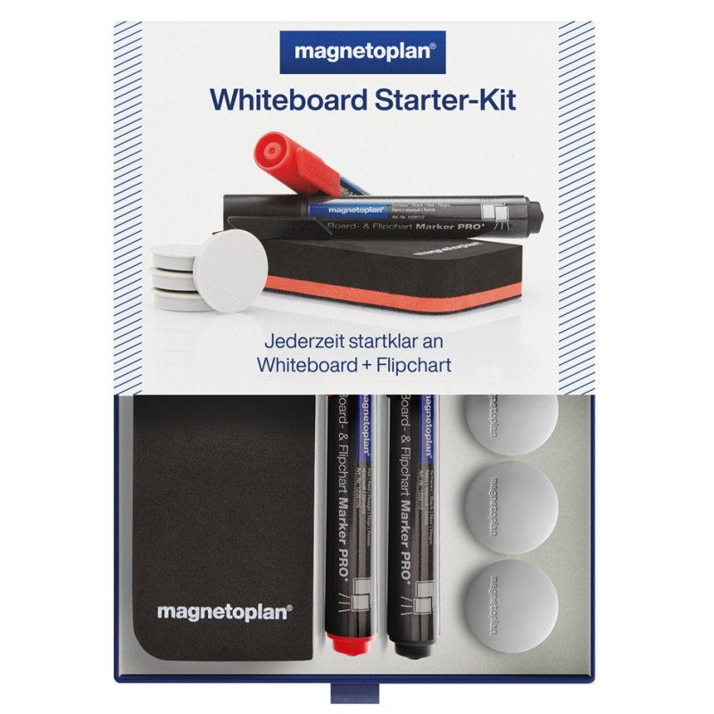 magnetoplan whiteboard starter set, eraser and markers, 4 magnets