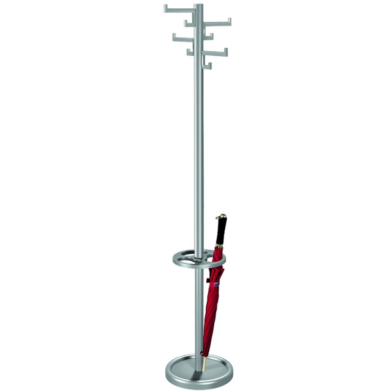 Kerkmann coat rack Nevada, 8 hooks, aluminium silver, 180 cm