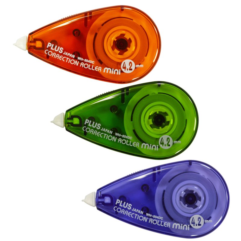 PLUS JAPAN correctieroller MINI, 4,2 mm × 6 m, muis-vorm, 3 stuks