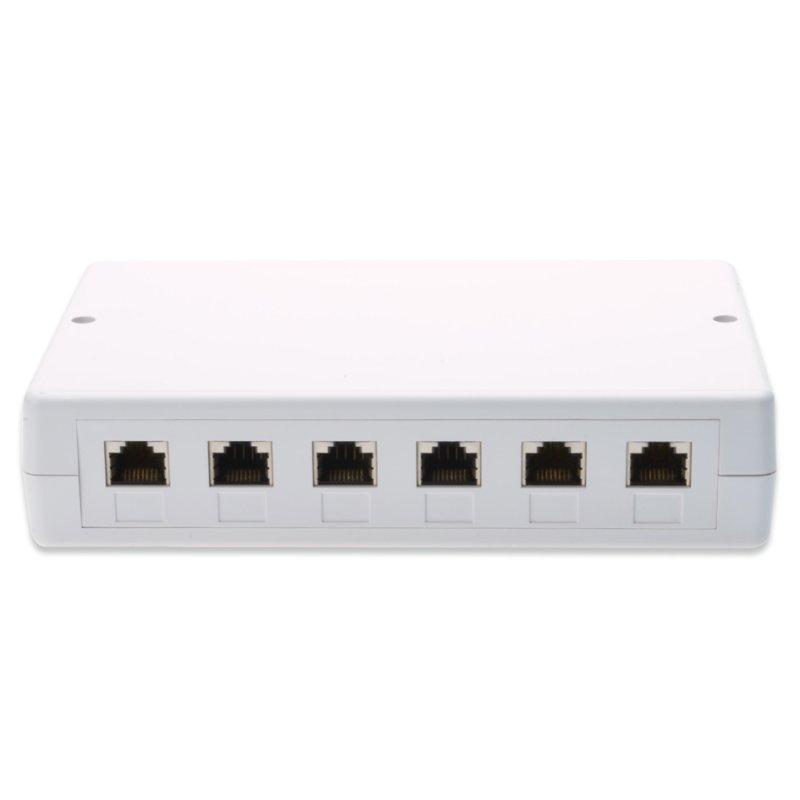 DIGITUS boîtier de montage modules keystone, 6x RJ45, blanc pur