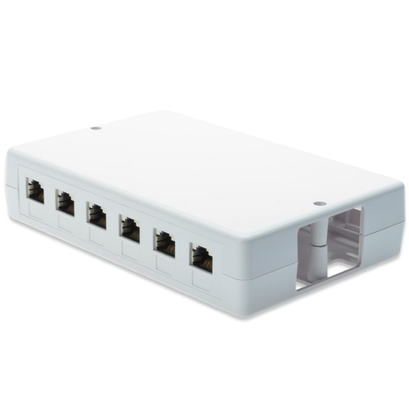 DIGITUS boîtier de montage modules keystone, 6x RJ45, blanc pur