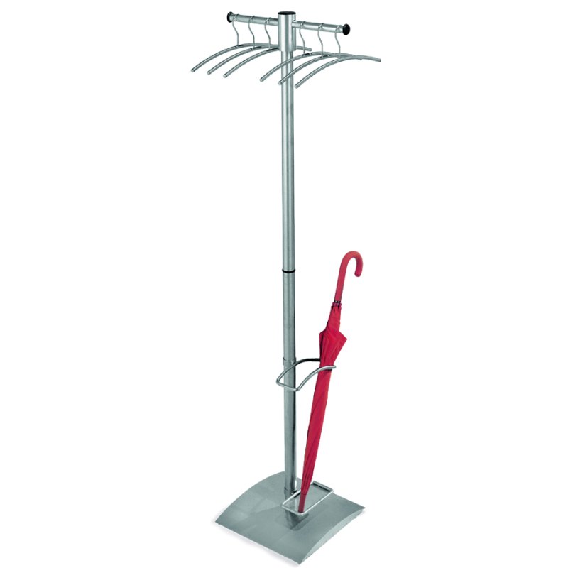 kerkmann garderobestandaard G12, aluminium zilver, 55×37×175 cm, inclusief 6 kledinghagers