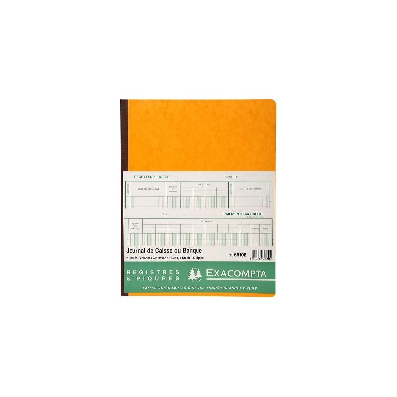 EXACOMPTA livre de caisse ou livre de banque, dos piqûre-garen, 270×320 mm, 80 pages