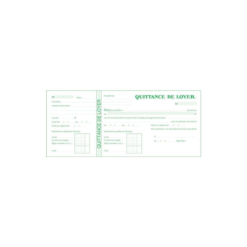 EXACOMPTA carnet de reçus loyers, 135×185 mm, 50 feuilles