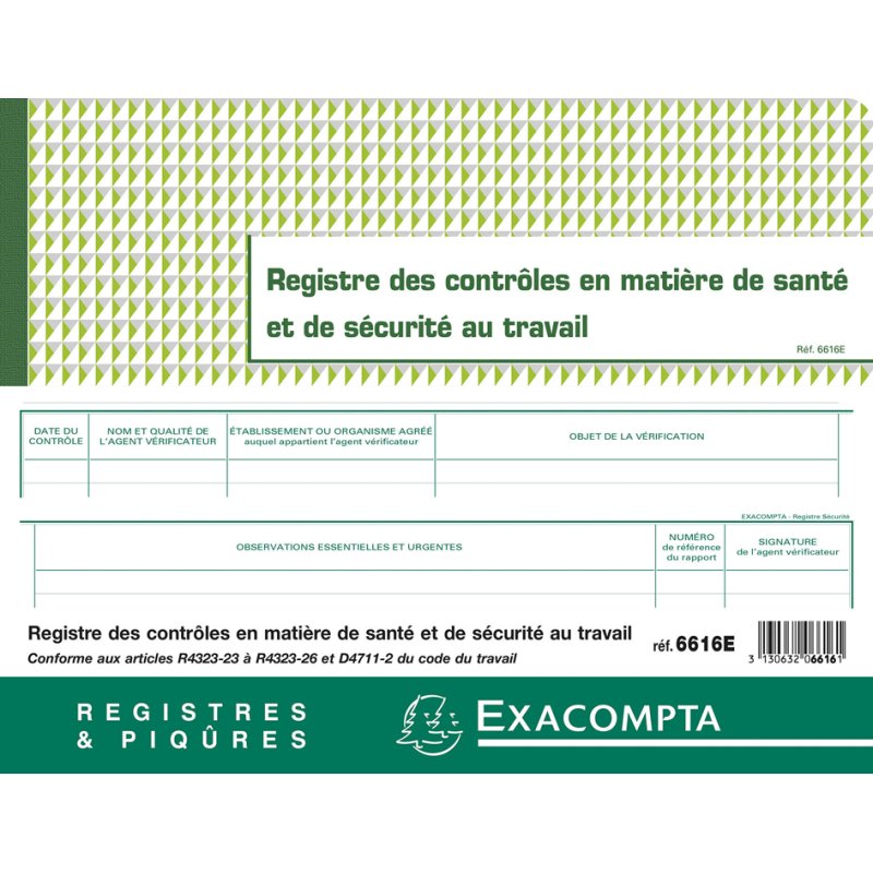 EXACOMPTA carnet d'inspection sanitaire, 240 × 320 mm, 20 pages