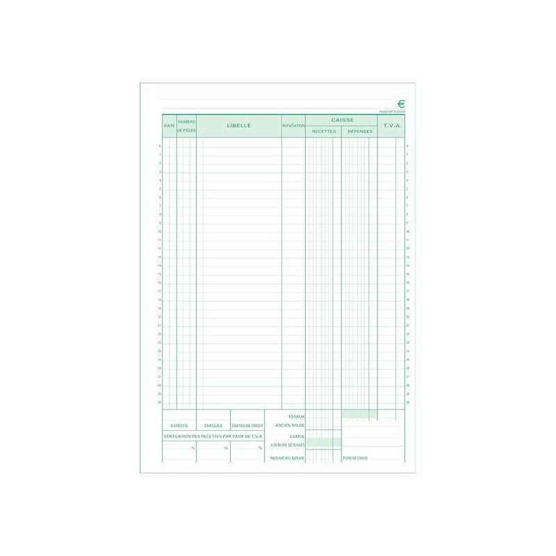EXACOMPTA Formulaire de caisse autocopiante, 297 × 210 mm, duplicata, 50 feuilles