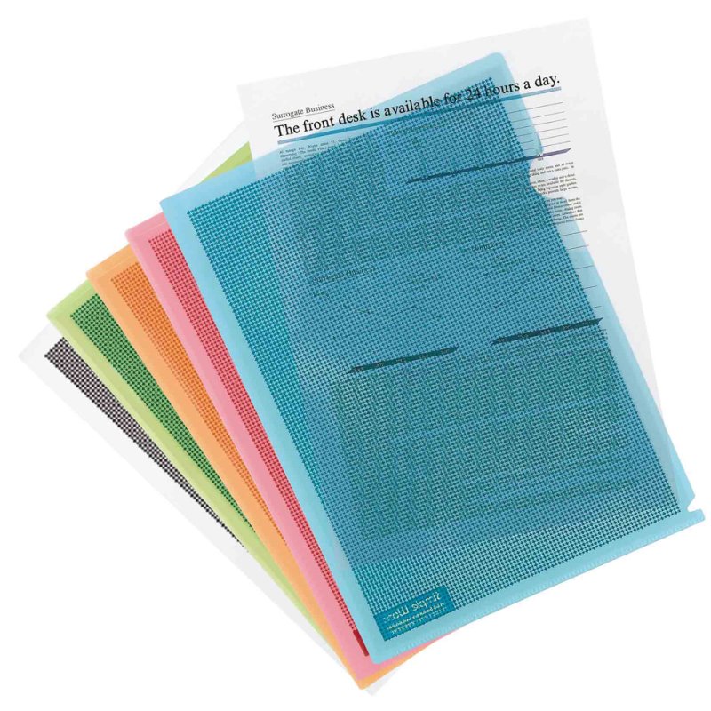 PLUS JAPAN privacy beschermhoezen A4, camouflagepatroon, blauw, 5 stuks