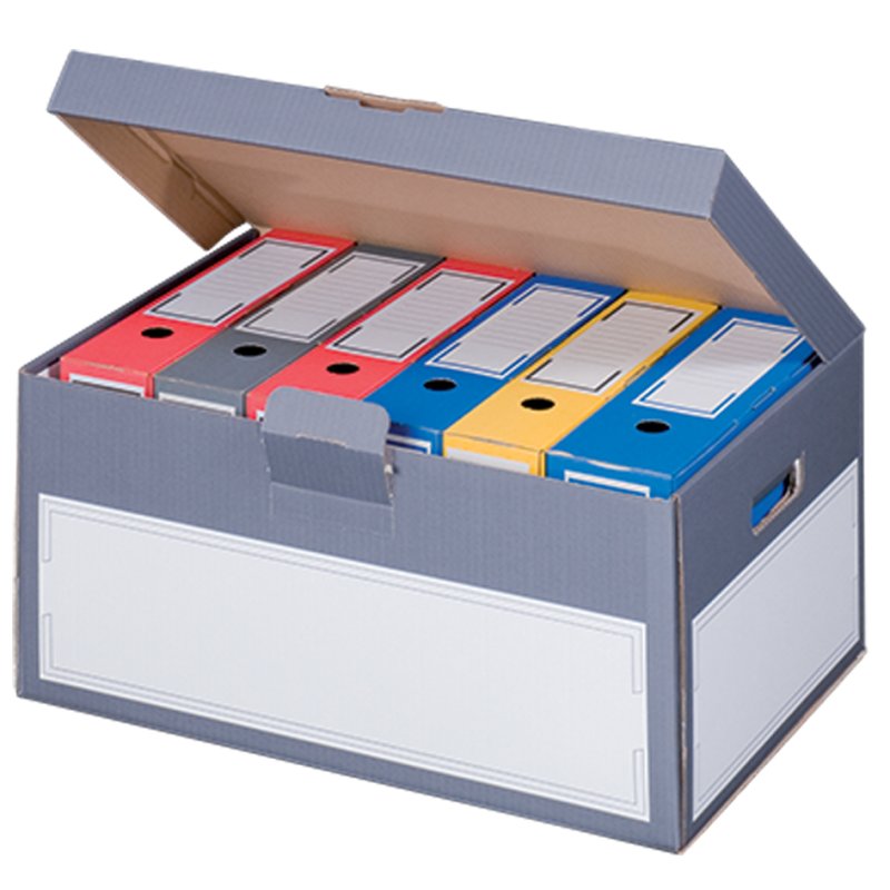 SMARTBOXPRO boîte d'archives avec couvercle pliable, gris, 356×537×267 mm, 5 pièces