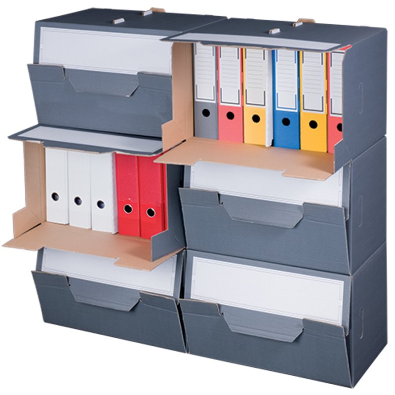SMARTBOXPRO conteneur d'archivage, gris, couvercle perforé, 10 pièces