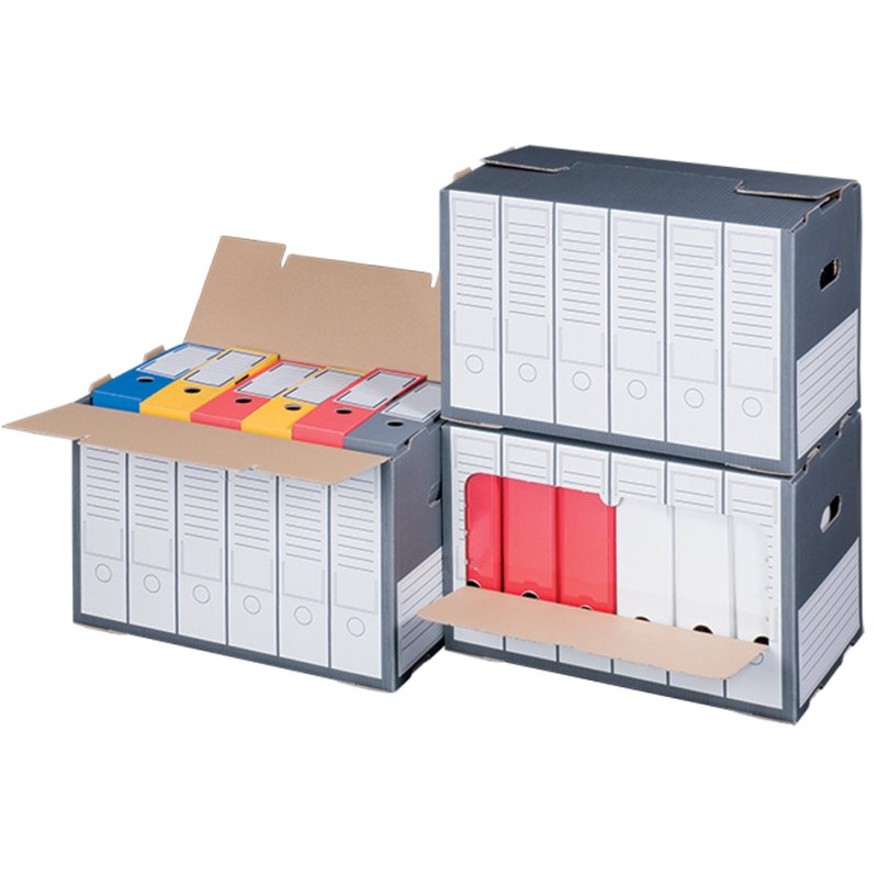 SMARTBOXPRO conteneur d'archivage, gris, couvercle perforé, 10 pièces