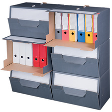SMARTBOXPRO archiefcontainer, grijs, frontdeksel, 10 stuks