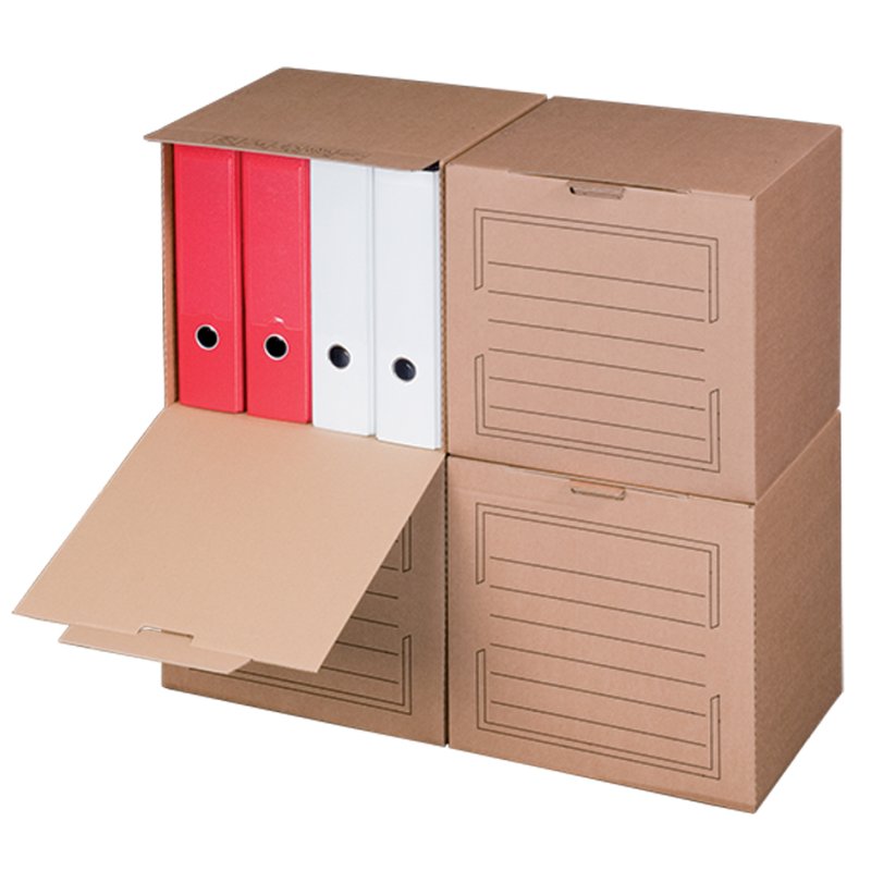 SMARTBOXPRO archive container with front flap, brown, 343×310×336 mm, 5 pieces