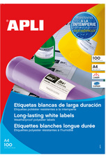 APLI weervaste folie-etiketten, 105 × 148,5 mm, wit, 400 stuks