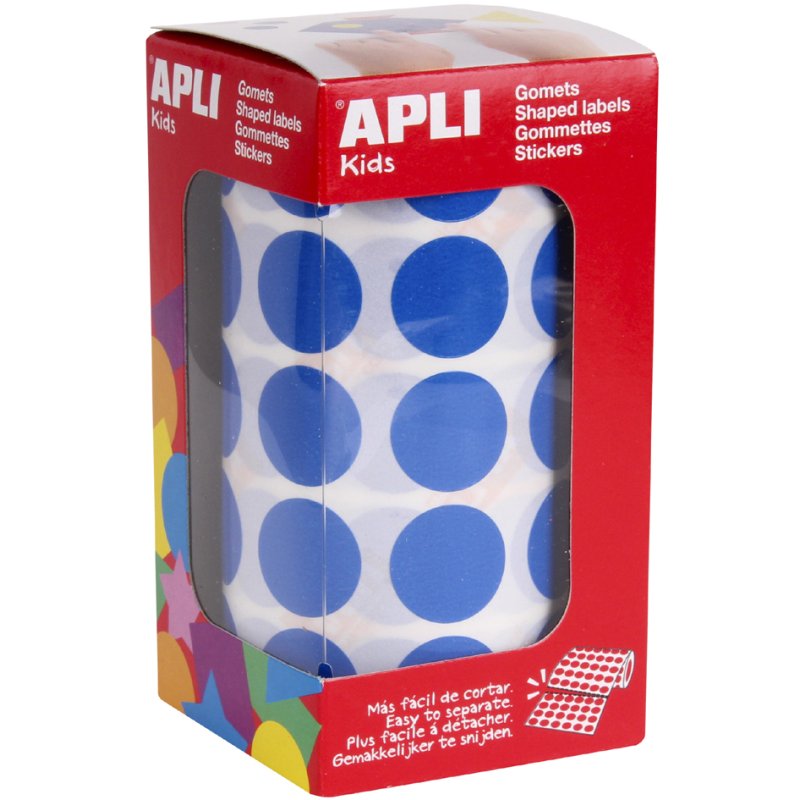 APLI kids kinderetiketten Creatief Rond, blauw, 20 mm, 1.770 stuks