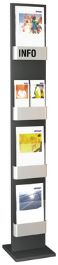 kerkmann prospectstandaard First, 4 vakken, gepoedercoat staal, 300×300×1750 mm