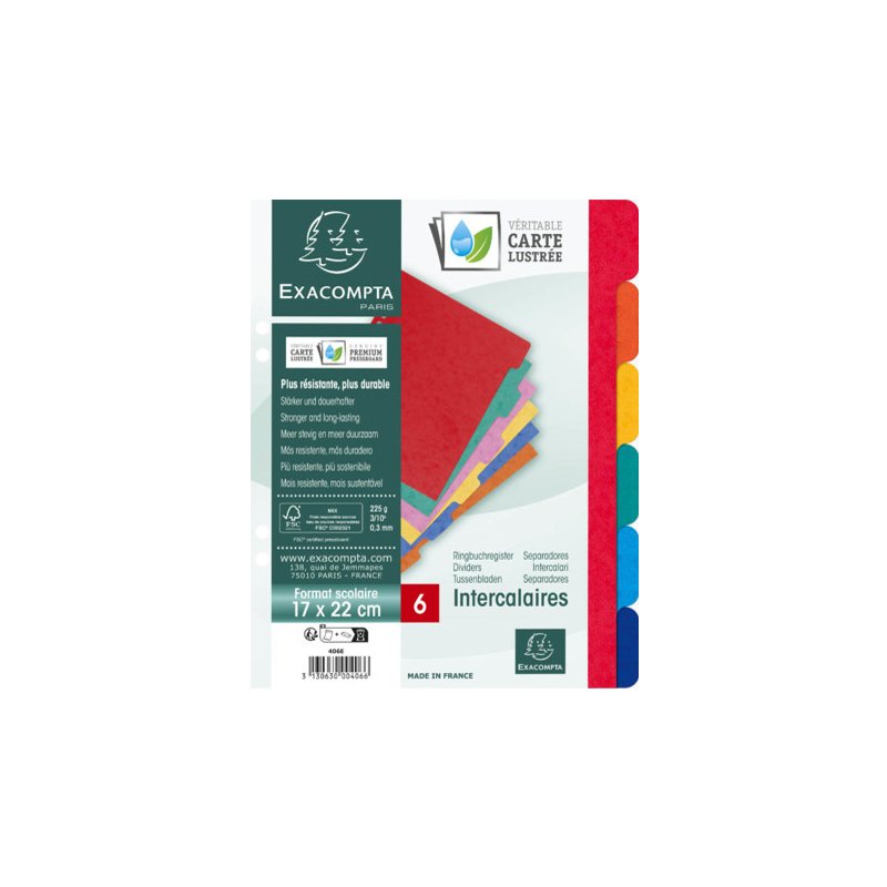 EXACOMPTA tabbladen A4, 10-delig, Manila-karton 225 g/m², kleurige tabs