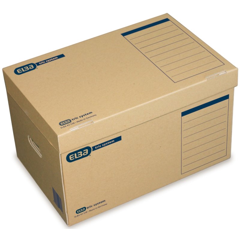 ELBA boîte d'archives tric système avec couvercle, naturel brun, 520×350×317 mm, 10 pièces