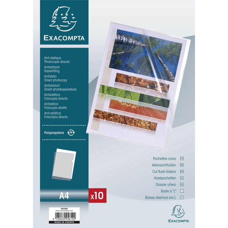 EXACOMPTA documenthoezen A4, transparant, PP 0,12 mm, 100 stuks
