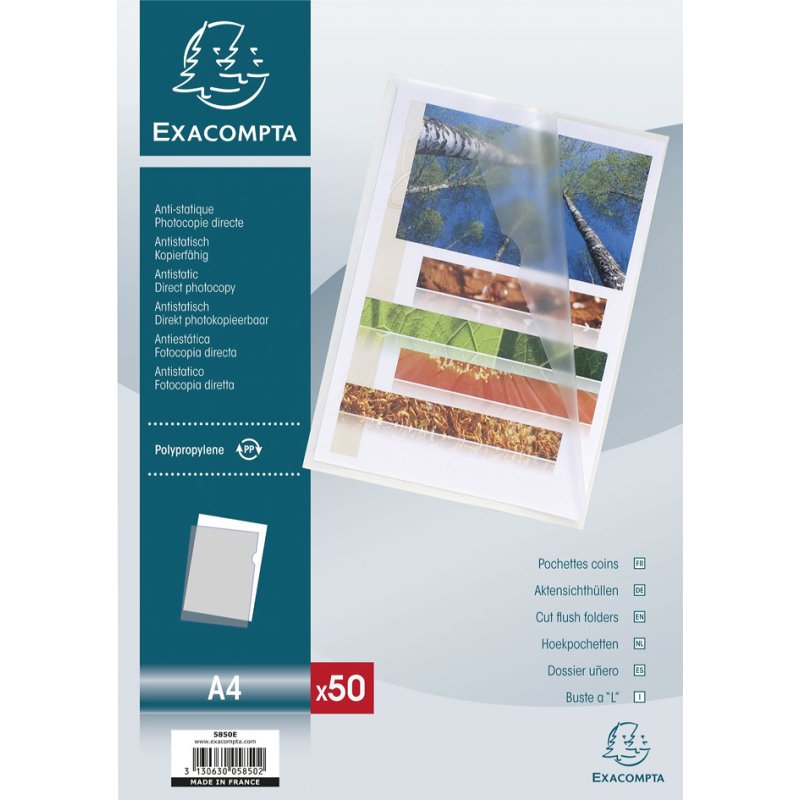 EXACOMPTA documenthoezen A4, transparant, PP 0,12 mm, 100 stuks