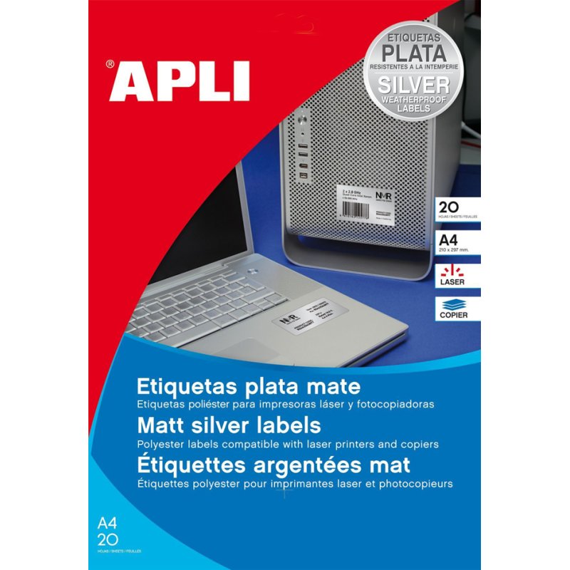APLI étiquettes nominatives rondes, 40 mm, argenté, 480 pièces