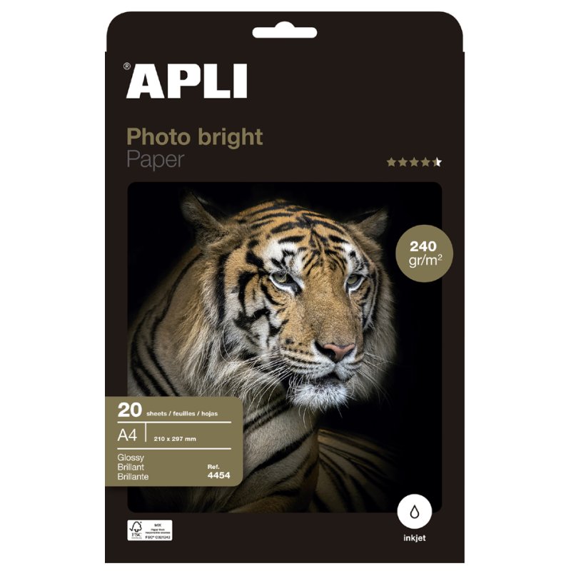 APLI fotopapier bright PRO A4, hoogglans, 280 g/m², 60 vel