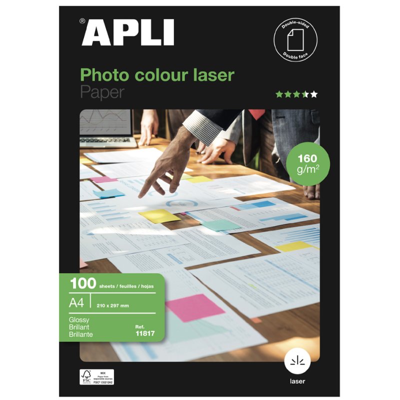 APLI fotopapier A4, hoogglans, 160 g/m², 100 vel