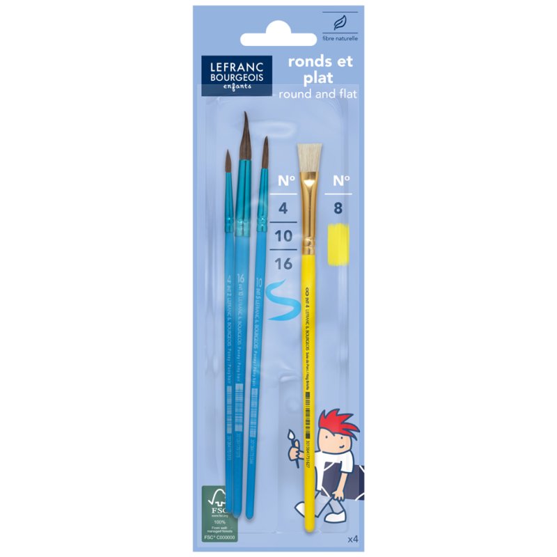 LEFRANC BOURGEOIS set of horsehair brush and bristle brush, 4 brushes, from 3 years