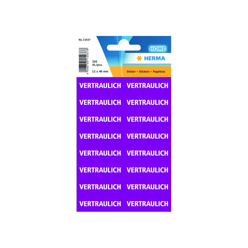 HERMA étiquettes confidentielles, 12 × 40 mm, violet/blanc, 320 pièces