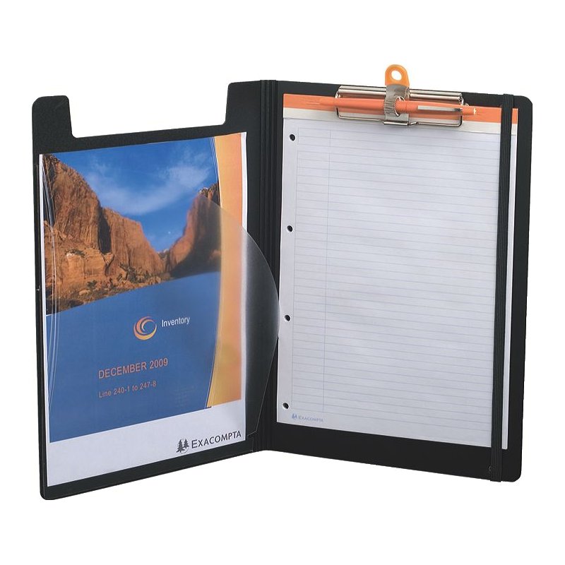 EXACOMPTA porte-bloc EXABOARD, A4, noir, avec élastique et porte-stylo
