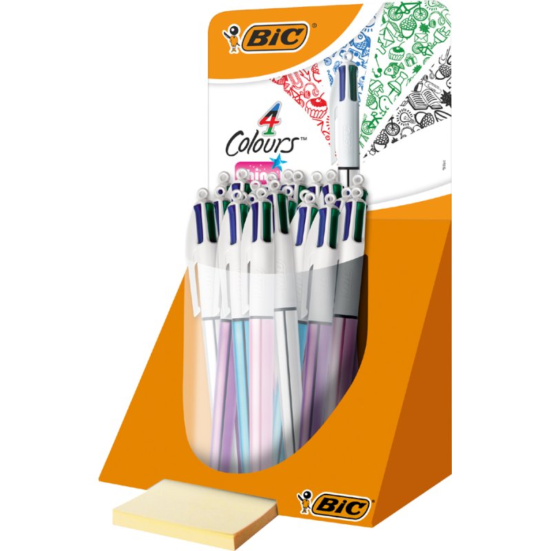 BIC Stylo 4 couleurs Shine, rechargeable, 0,32 mm, 20 pièces