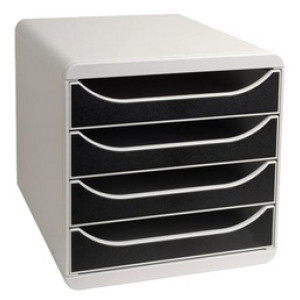 EXACOMPTA ladebak BIG-BOX, 4 laden, lichtgrijs/zwart, A4+
