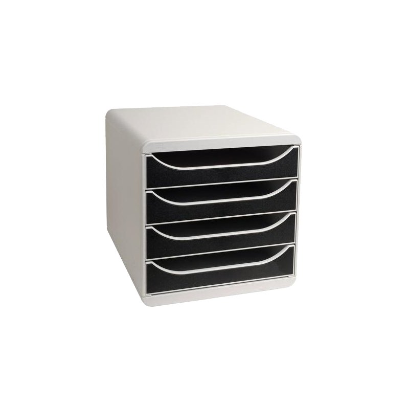EXACOMPTA ladebak BIG-BOX, 4 laden, lichtgrijs/zwart, A4+