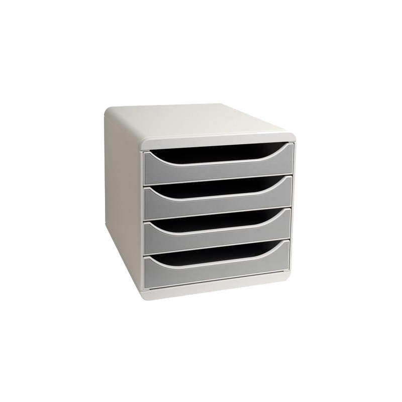 EXACOMPTA ladebak BIG-BOX, 4 laden, lichtgrijs/zwart, A4+