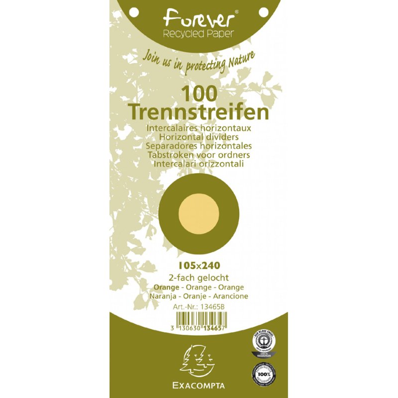 EXACOMPTA scheidingsstroken gerecycled, 105×240 mm, grijs, 100 stuks