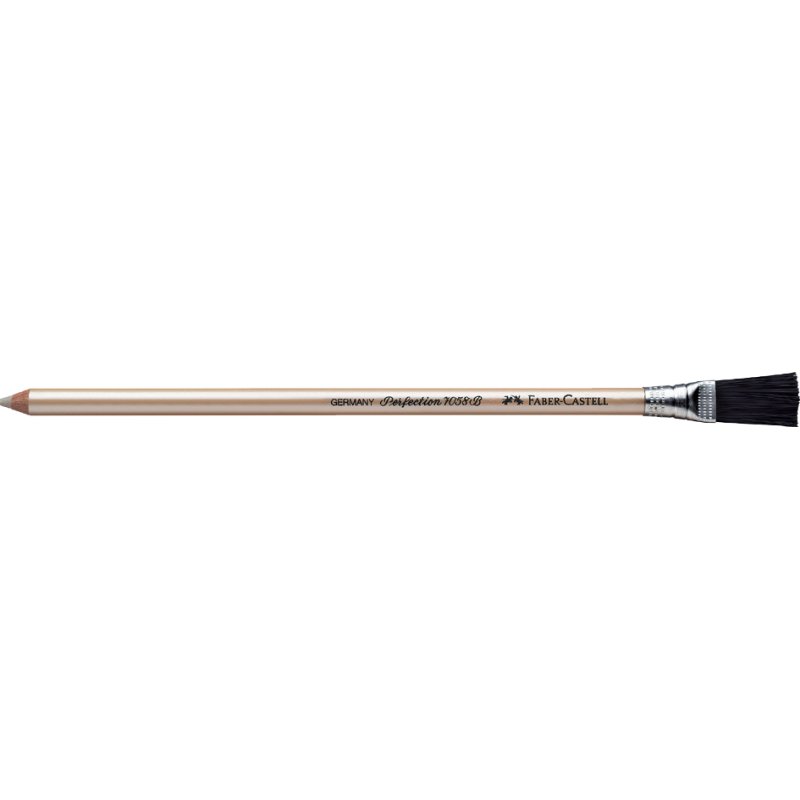 Faber-Castell PERFECTION 7058 B eraser, white, with brush, for typewriters and ink
