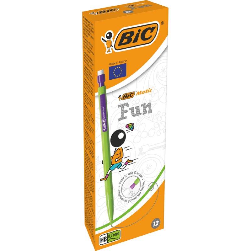 BIC Matic Fun crayon, 0,7 mm, assortiment coloré, 12 pièces