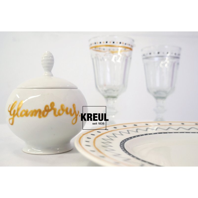 KREUL stylo verre & porcelaine métallisé, set de 5, 2,0-4,0 mm