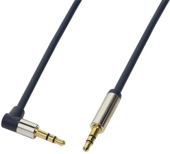 LogiLink audiokabel 3,5 mm jack naar 3,5 mm jack haaks, donkerblauw, 0,5 m