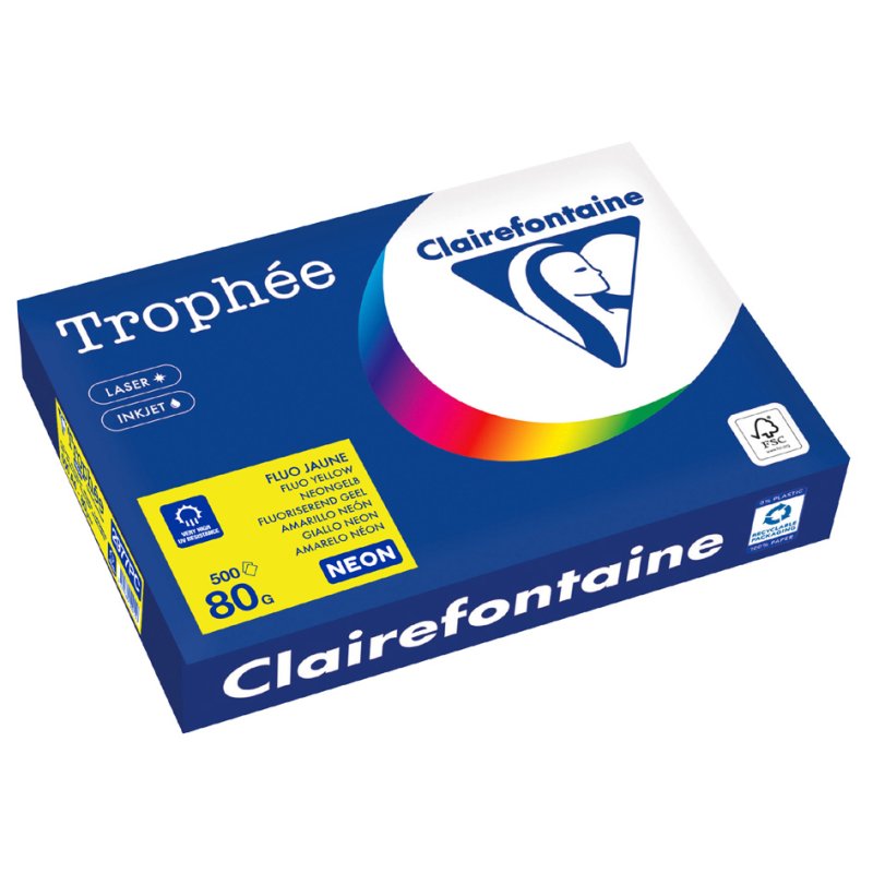 Clairefontaine papier multifonction Trophée, A4, jaune fluo, 500 feuilles