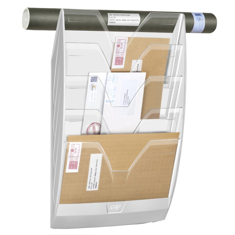 cep porte-brochures mural A4, 5 compartiments, blanc