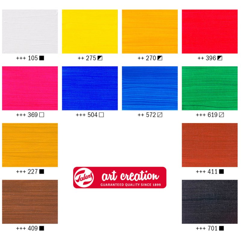 Royal Talens Art Creation acrylic paint combination set, 12 x 12 ml, with easel and stretcher frame