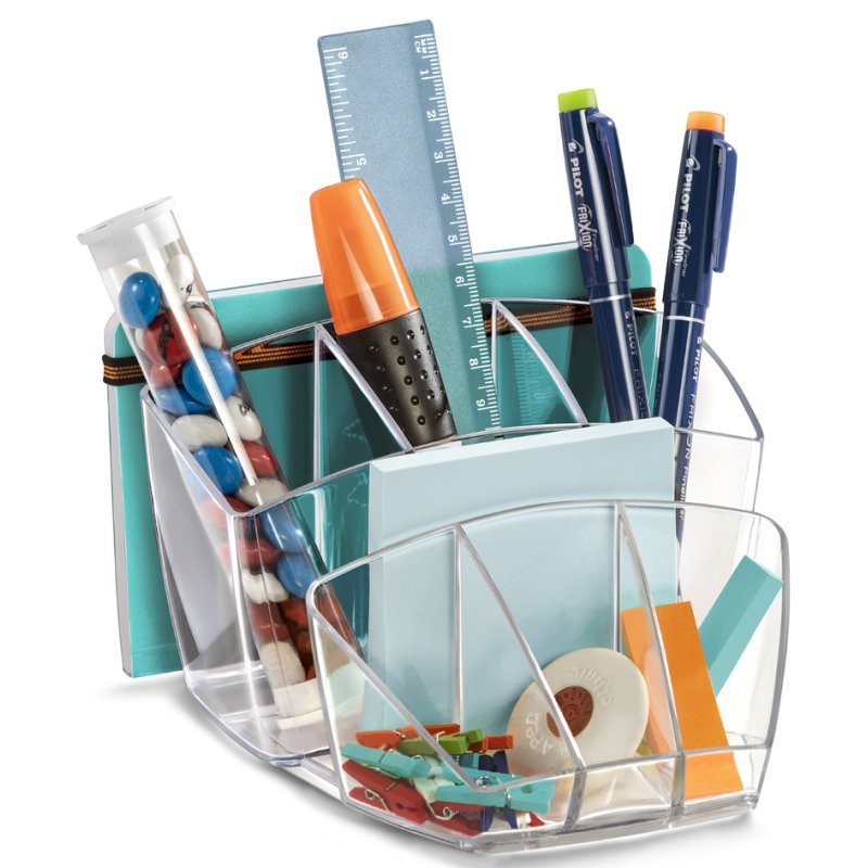cep porte-stylos Comfort, 8 compartiments, transparent, 143×158×93 mm