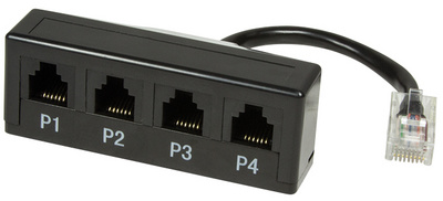 LogiLink Professional telefoonverdeler, 4-voudig, zwart, 100 mm