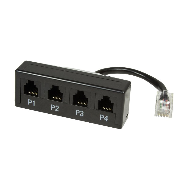 LogiLink Professional telefoonverdeler, 4-voudig, zwart, 100 mm