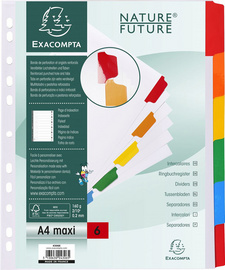 EXACOMPTA kartonnen tabbladen A4 overbreed, 12-delig, kleurige tabs, 20 stuks