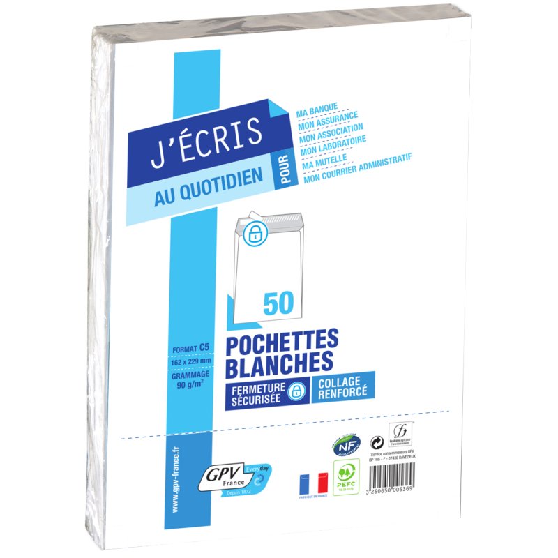 GPV envelopes C4, 229 × 324 mm, white, 50 pieces